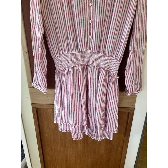 RAILS Jasmine Mini Dress Red White Rhone Stripe V Neck Linen Blend XL - Picture 4 of 15